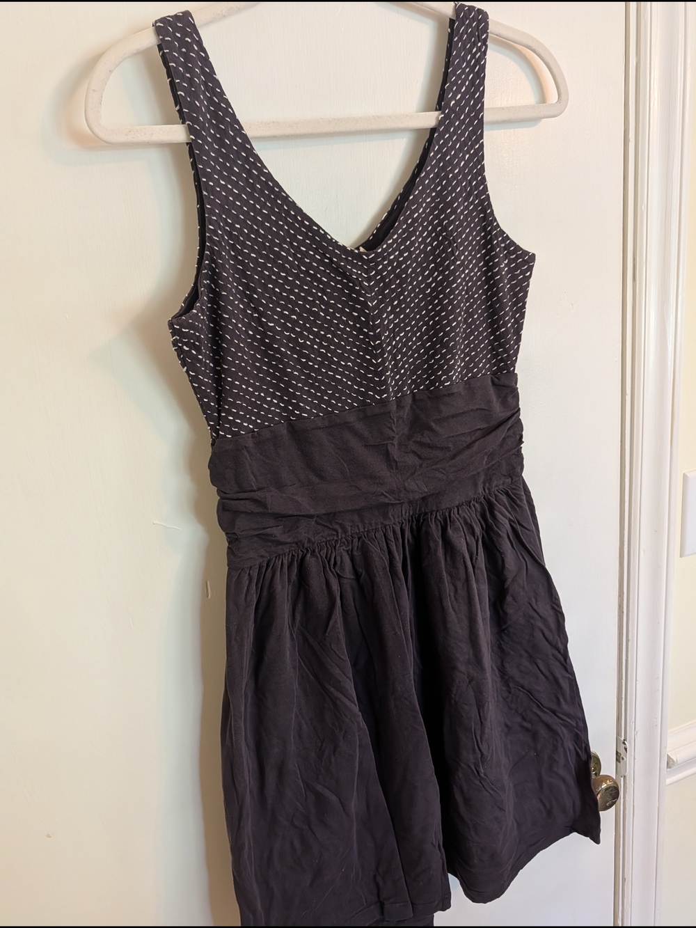Synergy Organic Clothing Grey & White Patterned Sleeveless Mini Dress